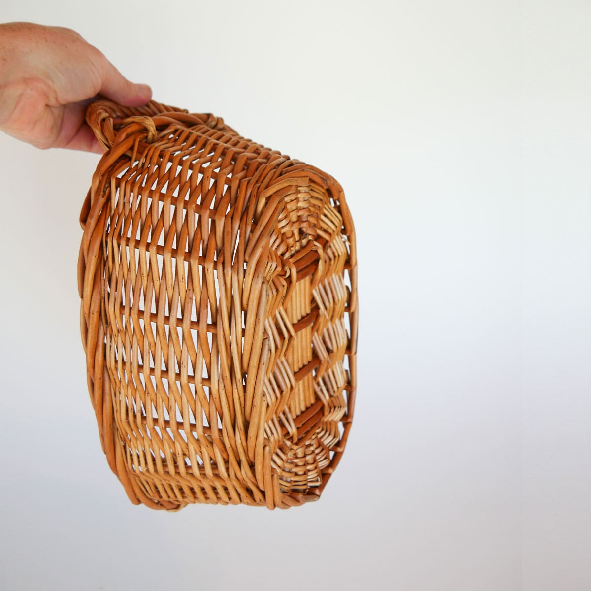Vintage Rattan Wicker Basket with Handles