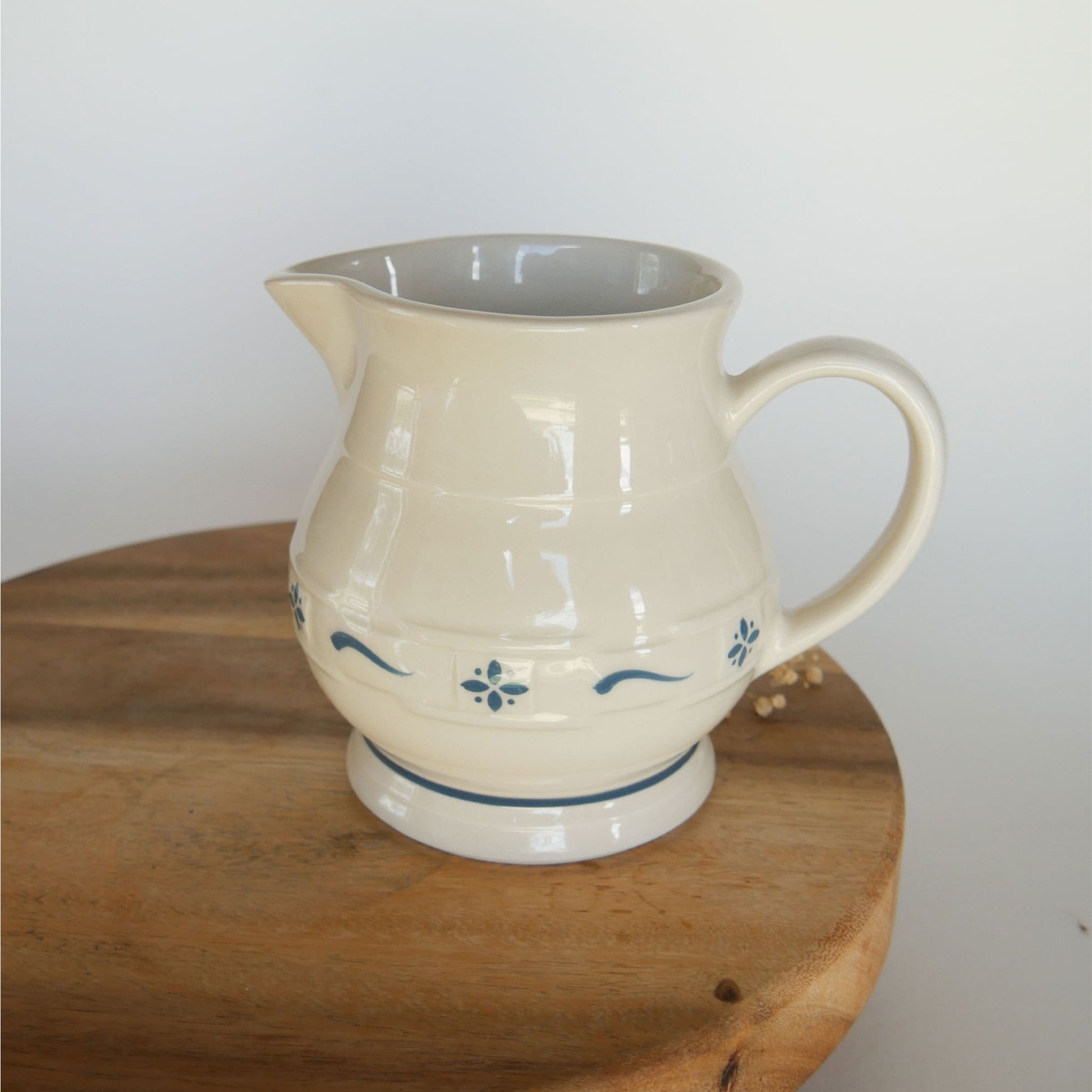 Vintage Longaberger Woven Traditions Classic Blue and White Pitcher Vintage Longaberger Pottery Vintage Farmhouse Blue and White Decor