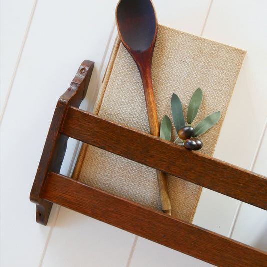 Vintage Oak Church Hymn Book Shelf, Vintage Church Pew Shelf, Vintage Oak Shelf, Wall Mounted Shelf, Vintage Wall DEcor, Vintage Home Decor