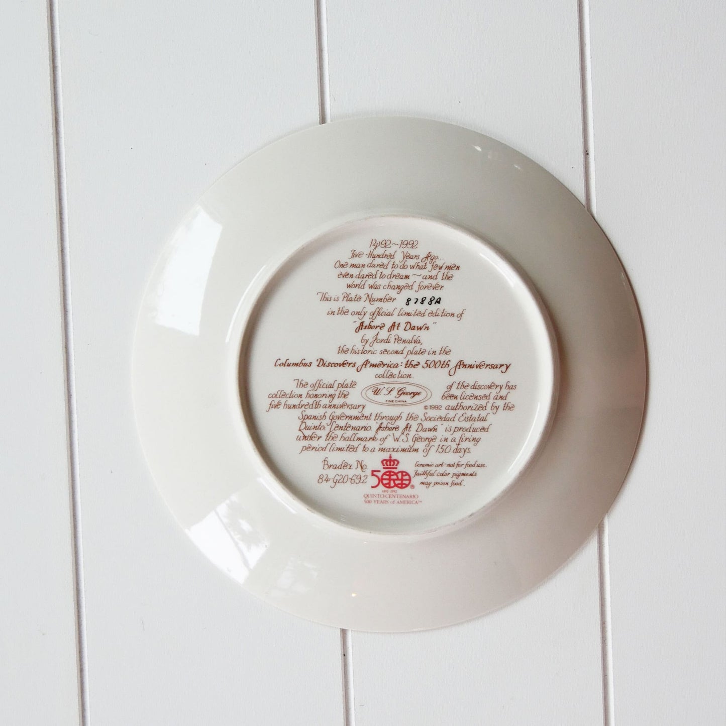 W.S. George "Columbus Discovers America", Ashore at Dawn by Jordi Penalva Decorative Plate, Vintage Nautical Decor, Vintage Nautical Wall Decor, Vintage Nautical Plates