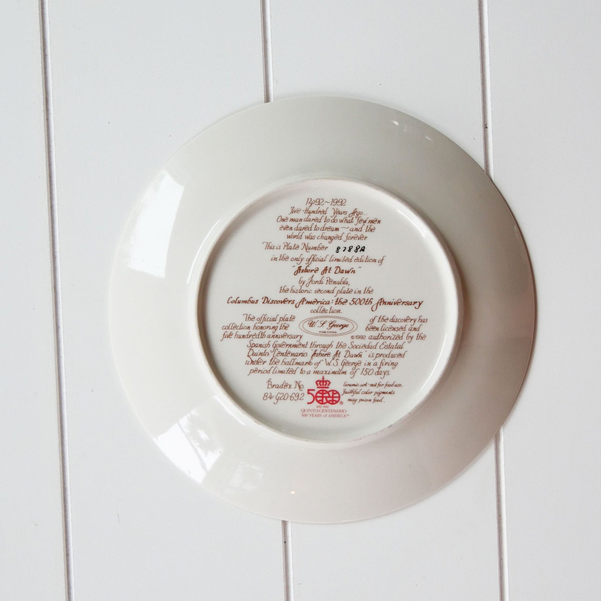 W.S. George "Columbus Discovers America", Ashore at Dawn by Jordi Penalva Decorative Plate, Vintage Nautical Decor, Vintage Nautical Wall Decor, Vintage Nautical Plates