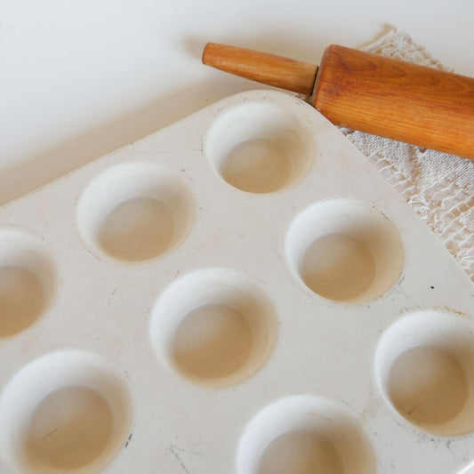 White Stoneware Muffin Pan Farmhouse Kitchen Decor Vintage Farmhouse Kitchen Cottage Kitchen Decor Primitive Kitchen Decor