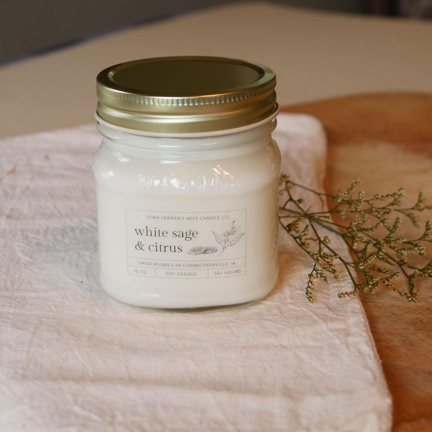 Iowa Farmer's Wife 8oz Soy Candle, Mason Jar