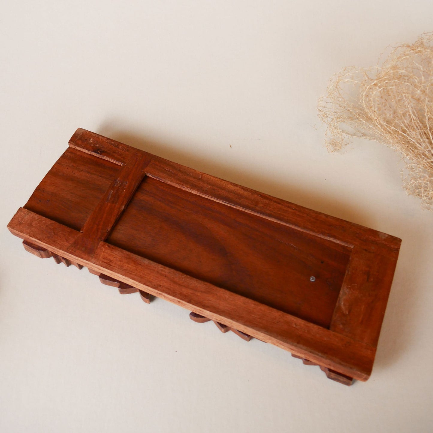 Wooden FLoral Carved Expandable Bookends Vintage Wooden Bookends