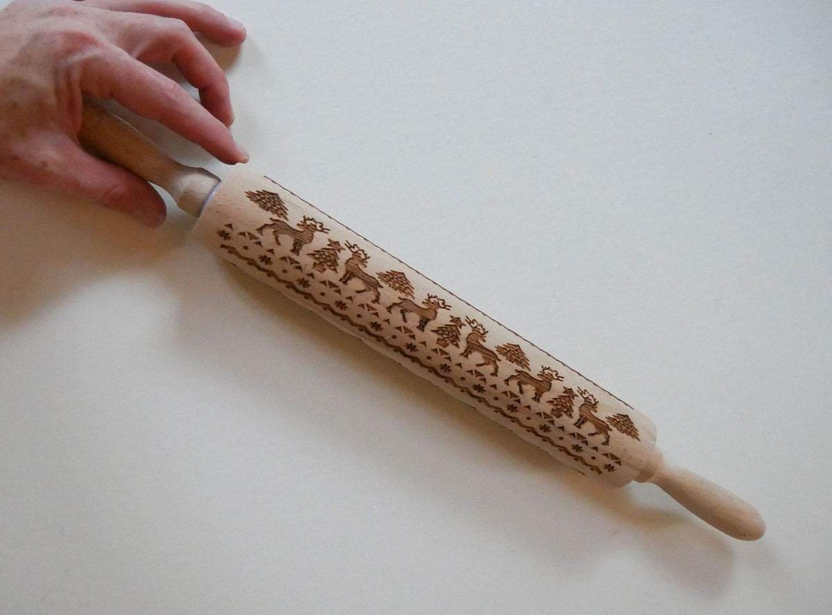 Wooden Reindeer Christmas Rolling Pin, Christmas Rolling Pin, Vintage Kitchen Chrismas Decor, Vintage Christmas Decor, Vintage Winter Decor