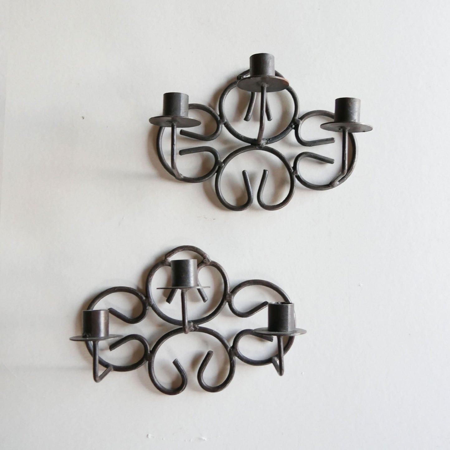Vintage Wrought Iron 3-Candlestick Sconce, Vintage Iron Candlestick Holders, Wrought Iron Candlelabra
