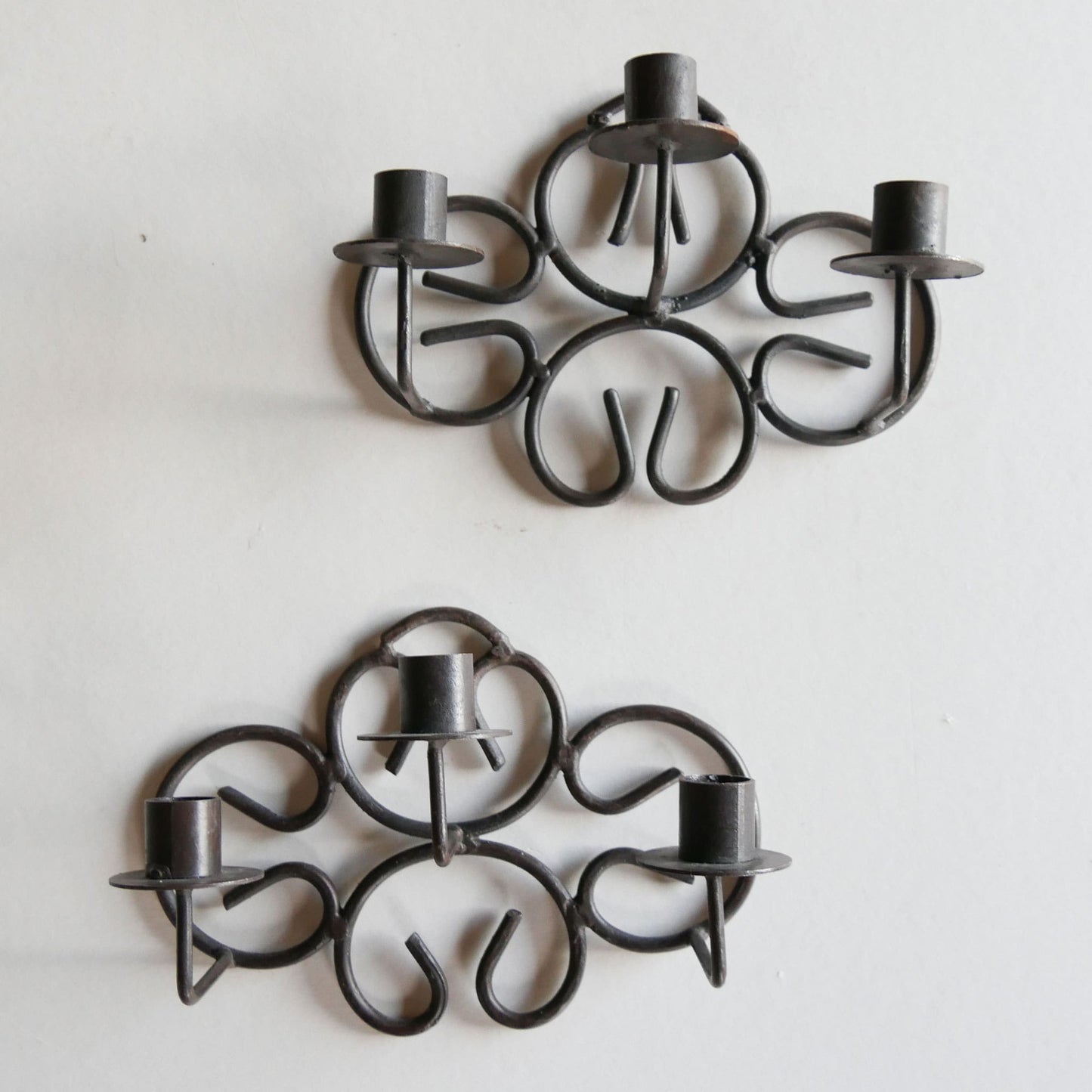 Vintage Wrought Iron 3-Candlestick Sconce, Vintage Iron Candlestick Holders, Wrought Iron Candlelabra