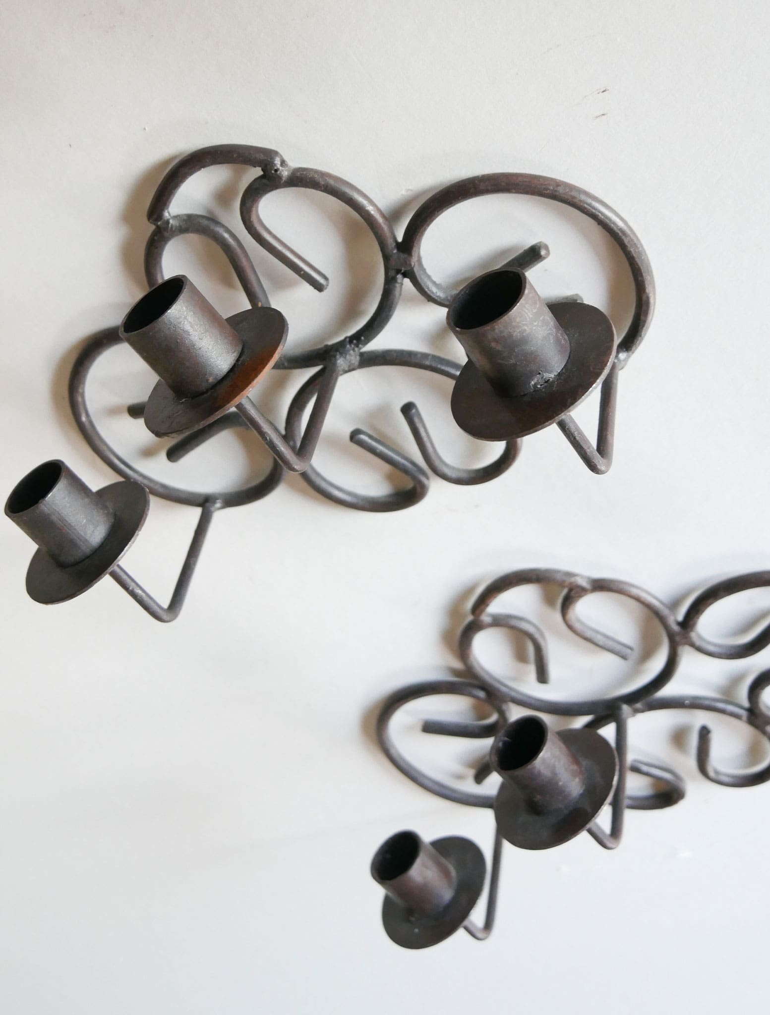 Vintage Wrought Iron 3-Candlestick Sconce, Vintage Iron Candlestick Holders, Wrought Iron Candlelabra