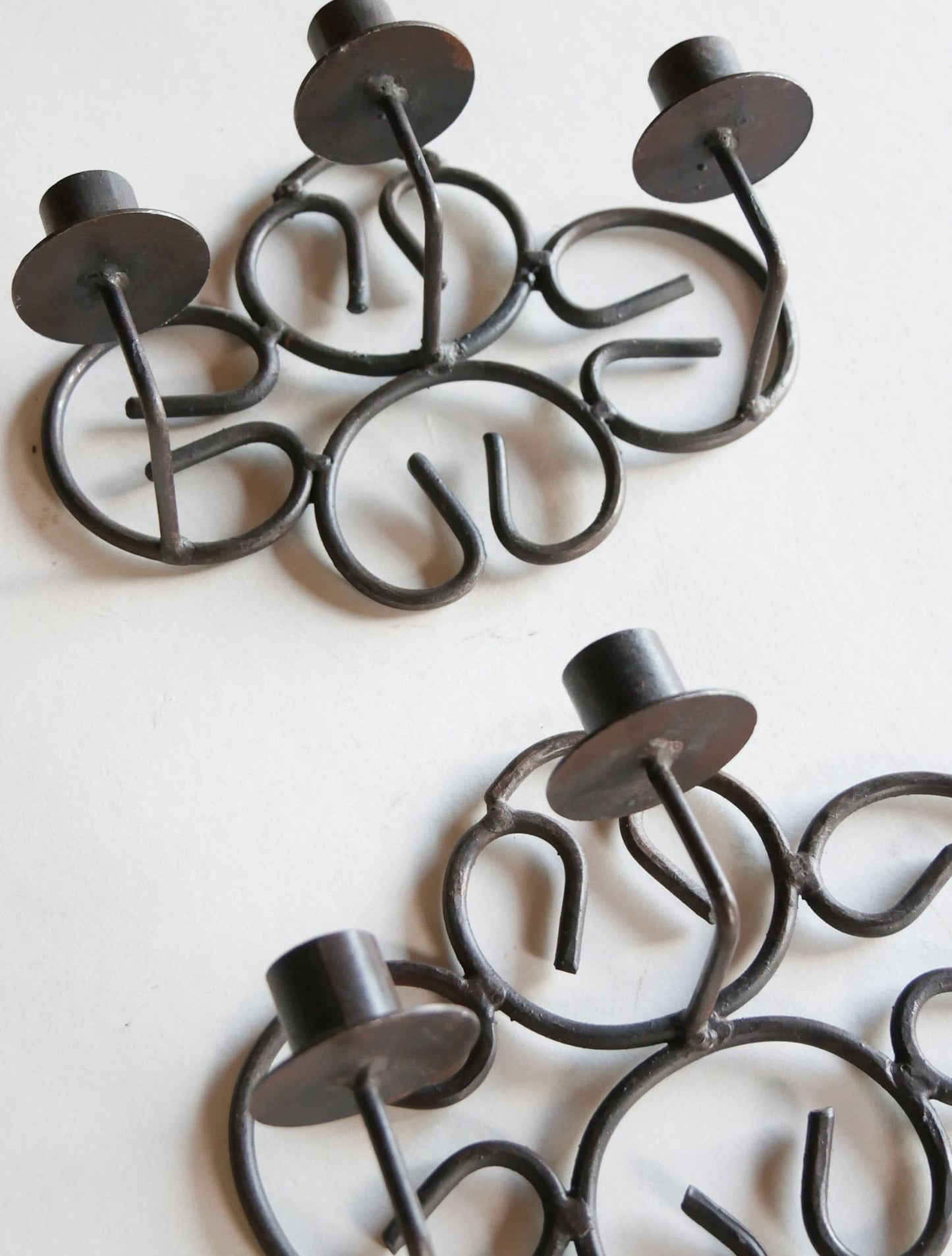 Vintage Wrought Iron 3-Candlestick Sconce, Vintage Iron Candlestick Holders, Wrought Iron Candlelabra