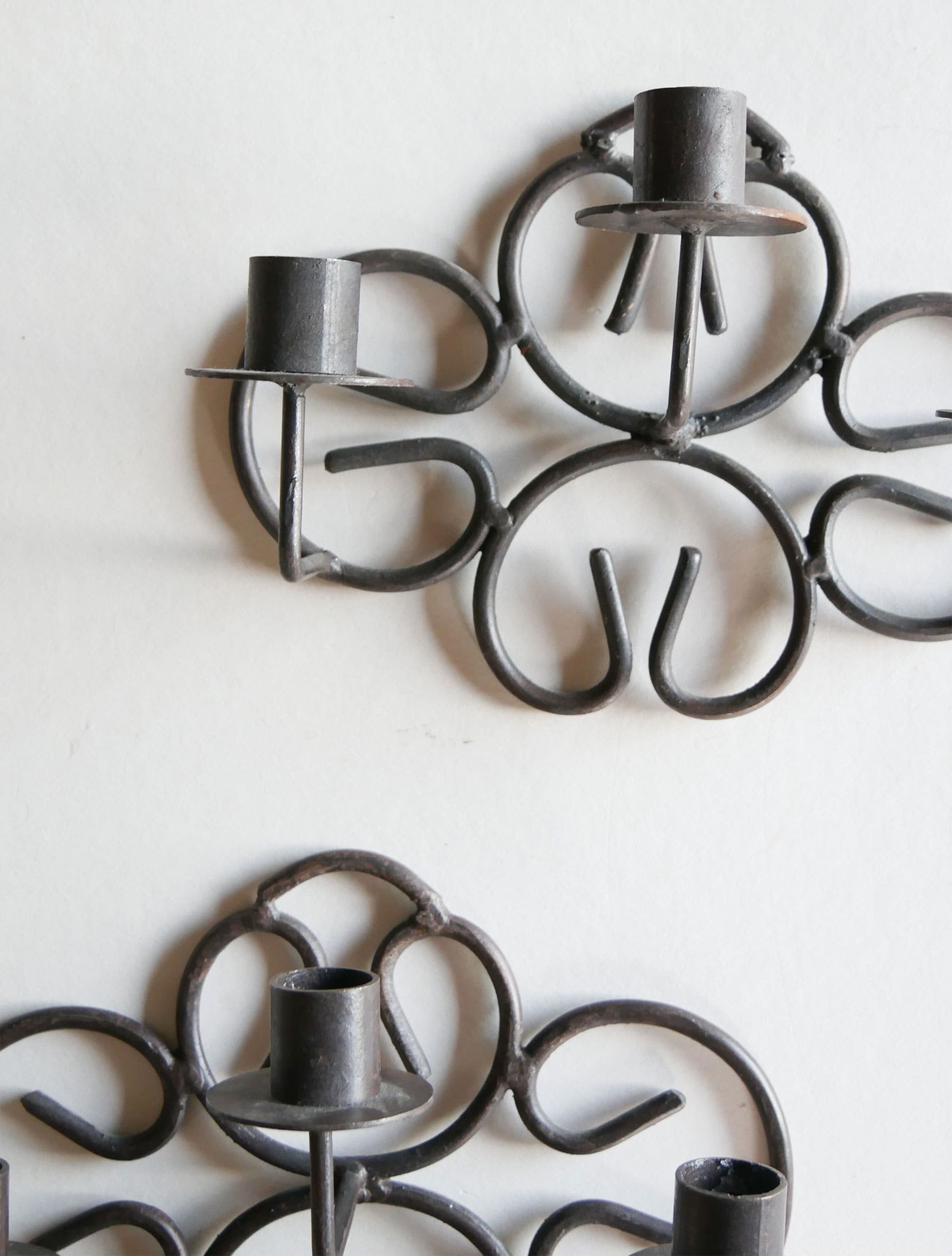 Vintage Wrought Iron 3-Candlestick Sconce, Vintage Iron Candlestick Holders, Wrought Iron Candlelabra