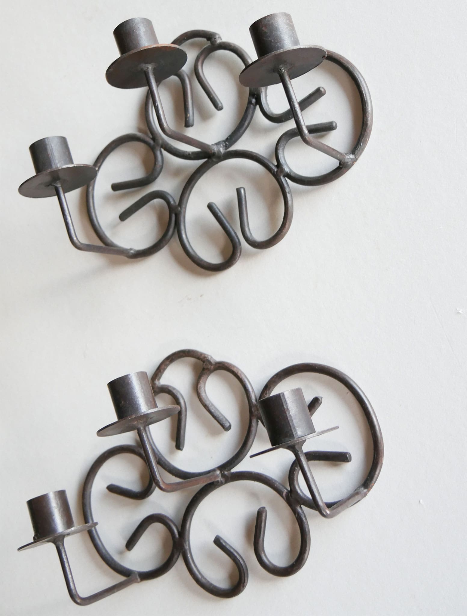 Vintage Wrought Iron 3-Candlestick Sconce, Vintage Iron Candlestick Holders, Wrought Iron Candlelabra