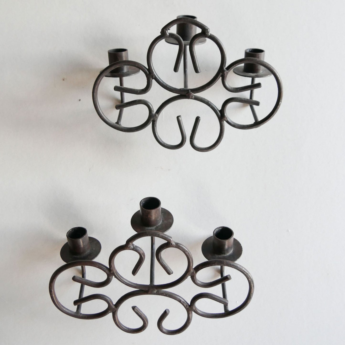 Vintage Wrought Iron 3-Candlestick Sconce, Vintage Iron Candlestick Holders, Wrought Iron Candlelabra