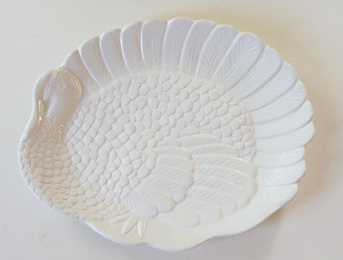 XL White Glass Turkey Shaped Platter, Turkey Shaped Platter, Vintage Turkey Platter, Vintage Thanksgiving Decor, Vintage Thanksgiving Decor