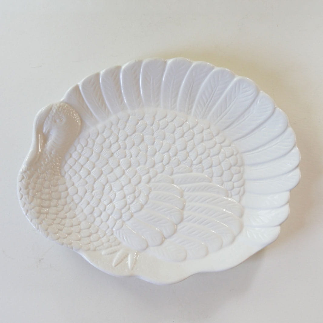 XL White Glass Turkey Shaped Platter, Turkey Shaped Platter, Vintage Turkey Platter, Vintage Thanksgiving Decor, Vintage Thanksgiving Decor