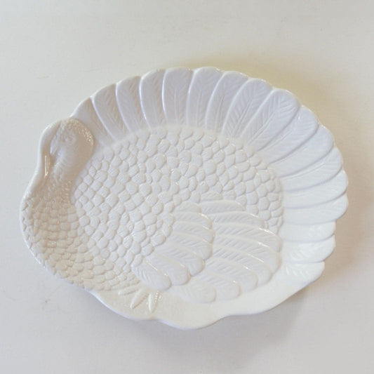 XL White Glass Turkey Shaped Platter, Turkey Shaped Platter, Vintage Turkey Platter, Vintage Thanksgiving Decor, Vintage Thanksgiving Decor